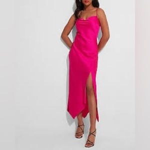 Hot Pink satin slip dress. Size Small.